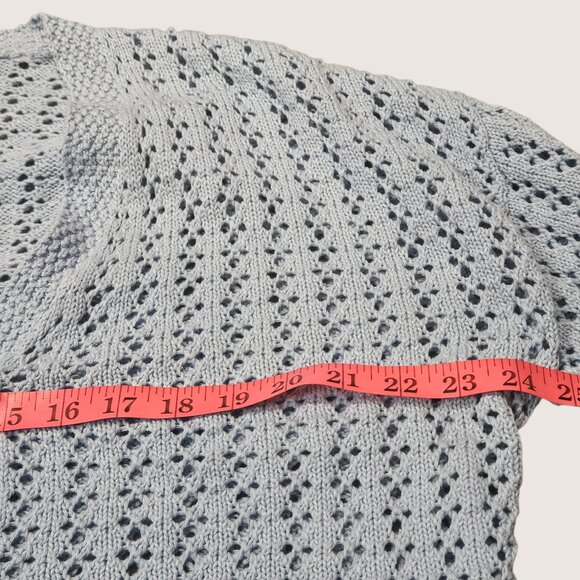 Blue Long Sleeve Crocheted Cardigan - Picture 5 of 8